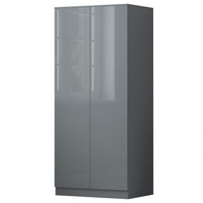 Stora Modern 2 Door Double Wardrobe – Grey Gloss - Image 7