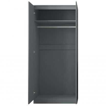 Stora Modern 2 Door Double Wardrobe – Grey Gloss - Image 6