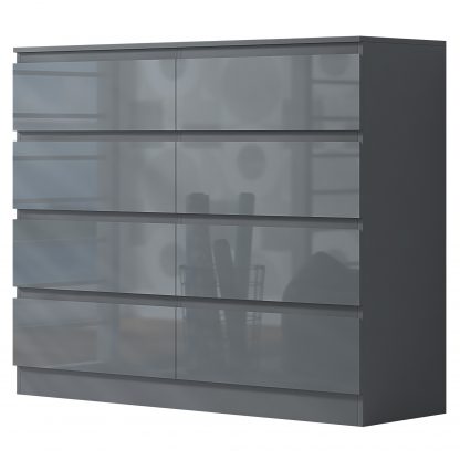 Stora 8 Drawer Chest Of Drawers – Grey Gloss - Image 8