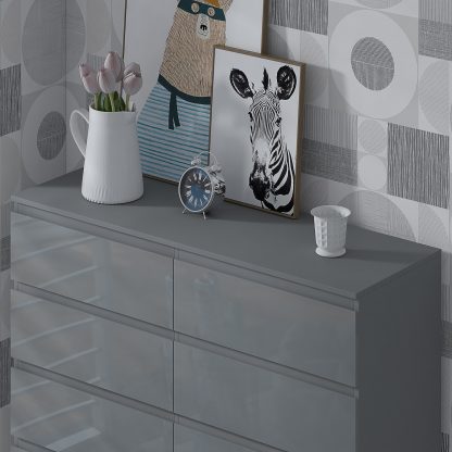 Stora 8 Drawer Chest Of Drawers – Grey Gloss - Image 3