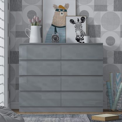 Stora 8 Drawer Chest Of Drawers – Grey Gloss - Image 2