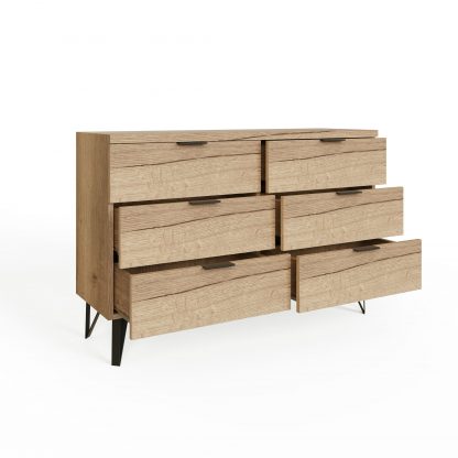 Fisso 6 Drawer Chest Of Drawers Fast Click Assembly -Cracked Oak - Image 4