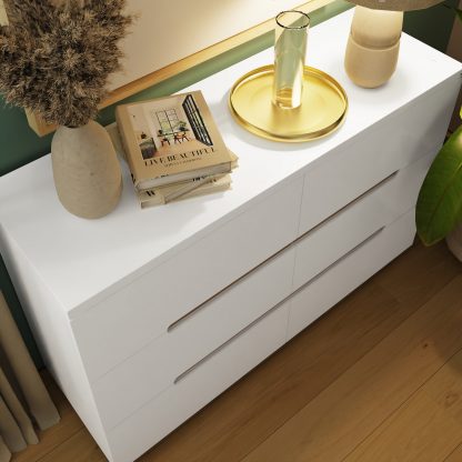 Veloce 6 Drawer White Gloss Chest Of Drawers Fast Click Assembly - Image 3