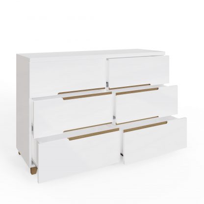 Veloce 6 Drawer White Gloss Chest Of Drawers Fast Click Assembly - Image 6