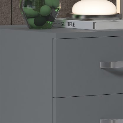 Tunis 3 Drawer Bedside Chest- Matt Grey - Image 4