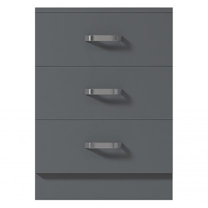 Tunis 3 Drawer Bedside Chest- Matt Grey - Image 8