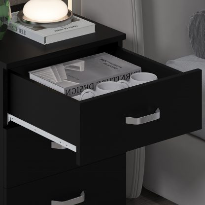 Tunis 3 Drawer Bedside Chest- Matt Black - Image 5