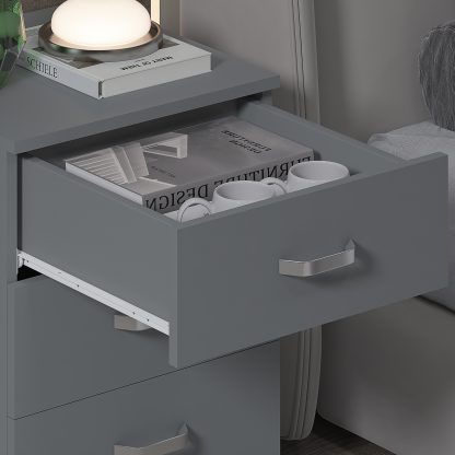 Tunis 3 Drawer Bedside Chest- Matt Grey - Image 5