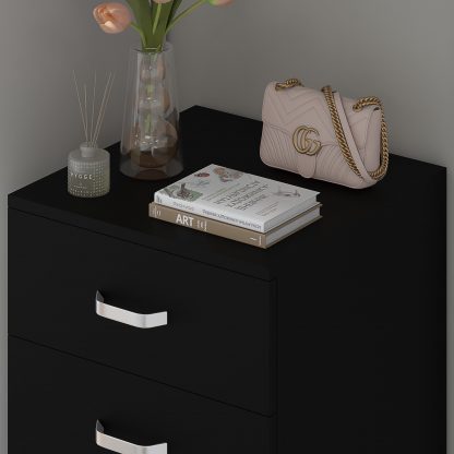 Tunis 5 Drawer Tall Slim Chest Of Drawers - Matt Black - Image 3