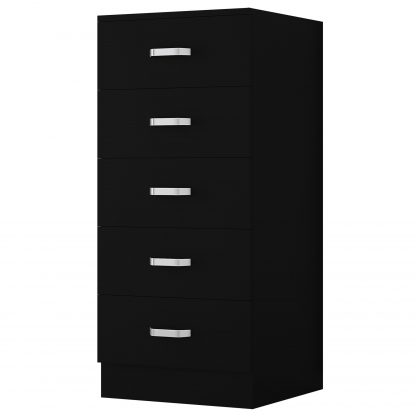 Tunis 5 Drawer Tall Slim Chest Of Drawers - Matt Black - Image 7