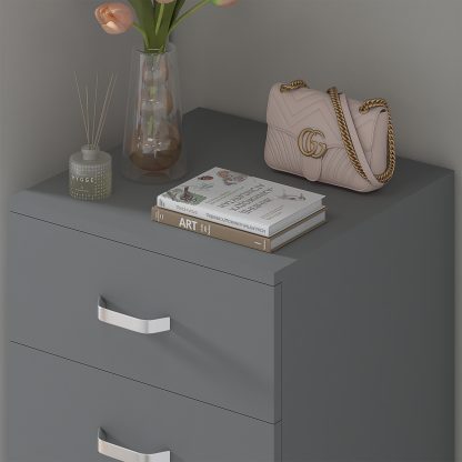 Tunis 5 Drawer Tall Slim Chest Of Drawers - Matt Grey - Image 3