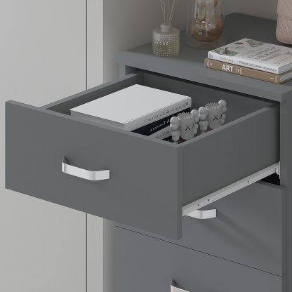 Tunis 5 Drawer Tall Slim Chest Of Drawers - Matt Grey - Image 5