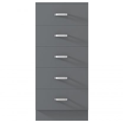 Tunis 5 Drawer Tall Slim Chest Of Drawers - Matt Grey - Image 8