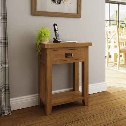 ROBUS OAK TELEPHONE TABLE WITH DRAWER - Image 3