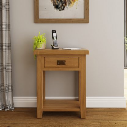 ROBUS OAK TELEPHONE TABLE WITH DRAWER