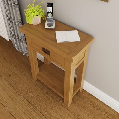 ROBUS OAK TELEPHONE TABLE WITH DRAWER - Image 10