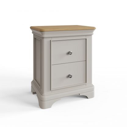 Faire 2 Drawer Bedside in Dove Grey with Oak Top - Image 8