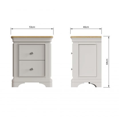 Faire 2 Drawer Bedside in Dove Grey with Oak Top - Image 5