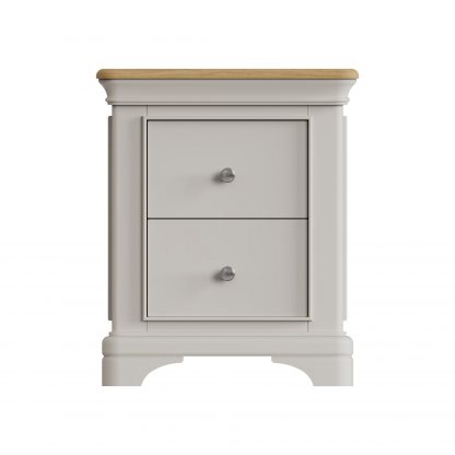 Faire 2 Drawer Bedside in Dove Grey with Oak Top - Image 4