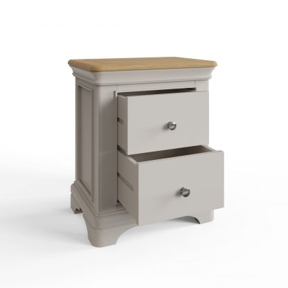 Faire 2 Drawer Bedside in Dove Grey with Oak Top - Image 3