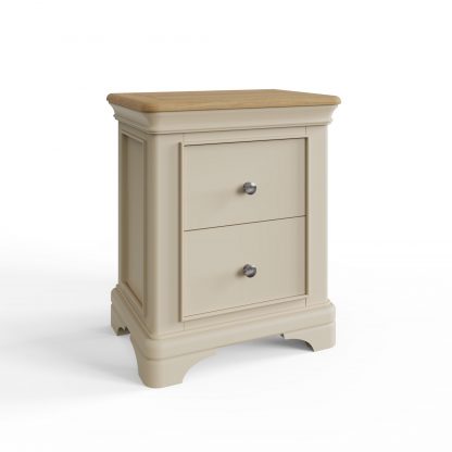 Faire 2 Drawer Bedside in Putty with Oak Top - Image 9