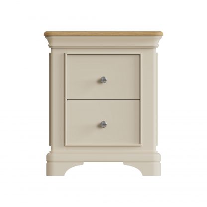 Faire 2 Drawer Bedside in Putty with Oak Top - Image 5