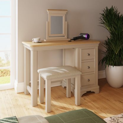 Faire Dressing Table Set in Putty with Oak Top - Image 2