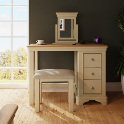 Faire Dressing Table Set in Putty with Oak Top