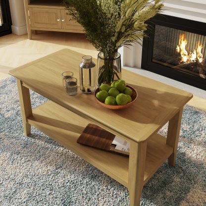 ARVID OAK TWO TIER 90cm COFFEE TABLE - Image 3