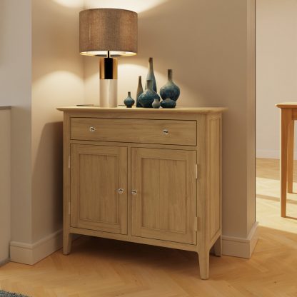 ARVID OAK ASSEMBLED 2 DOOR 1 DRAWER SIDEBOARD - Image 4