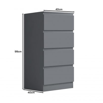 Carlton 4 drawer chest matt dark grey dimensions