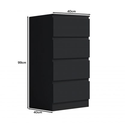 Carlton 4 drawer chest matt black dimensions