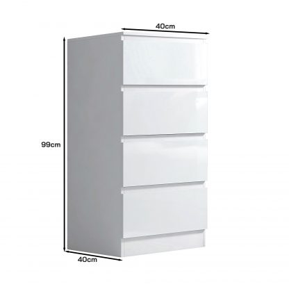 Carlton 4 drawer chest white gloss dimensions