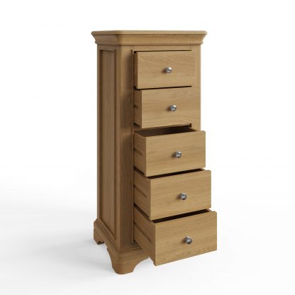 Faire 5 drawer Chest Oak co open