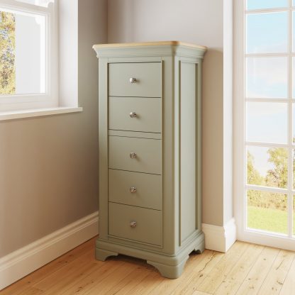 Faire 5 drawer chest sage green lifestyle a