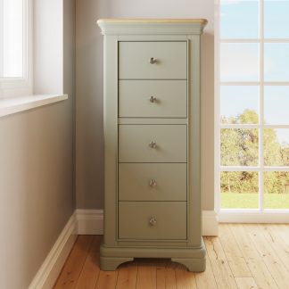 Faire 5 drawer chest sage green lifestyle b