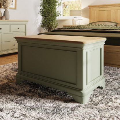 Faire blanket box sage green lifestyle a