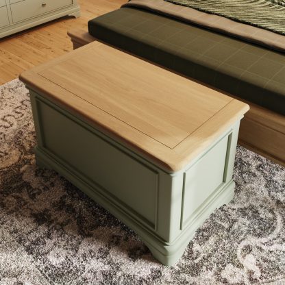 Faire blanket box sage green top view