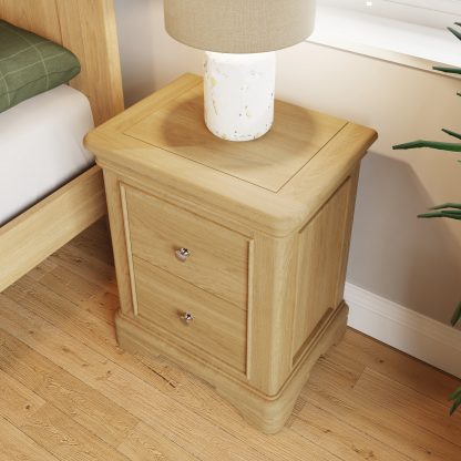 Faire bedside oak top view