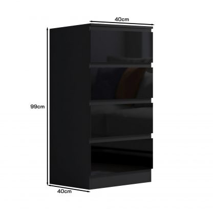 Stora Black Gloss 4 Drawer Dimensions