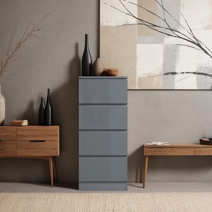 Stora Grey Gloss 4 Drawer Chest Lifestyle