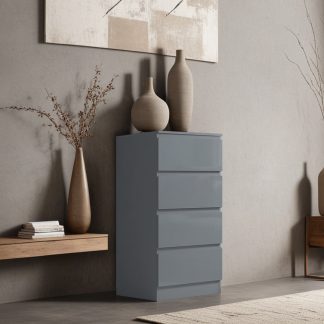 Stora Grey Gloss 4 Drawer Chest lifestyle b