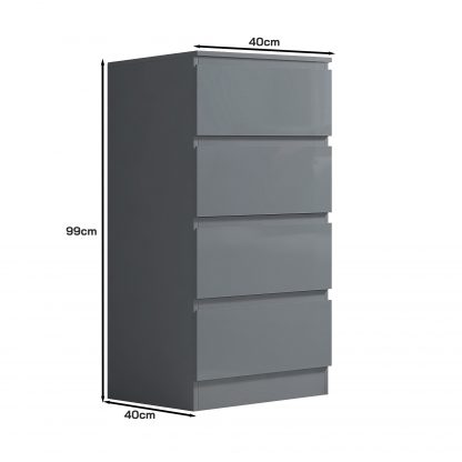 Stora Grey Gloss 4 Drawer Chest Dimensions