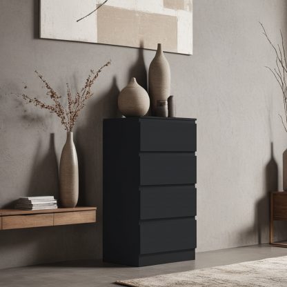 Stora 4 drawer chest matt black lifestyle a