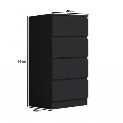 Stora 4 drawer chest matt black dimensions