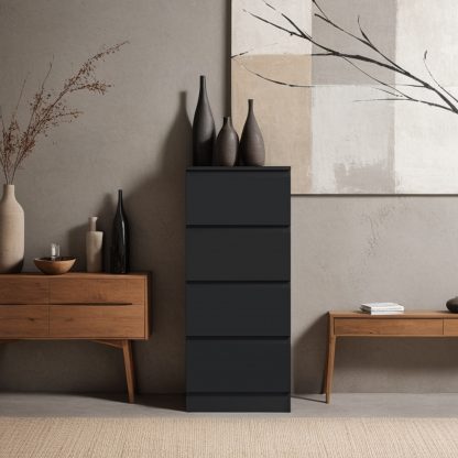 Stora 4 drawer chest matt black lifestyle b