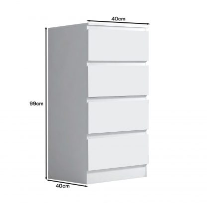 Stora 4 drawer Chest Matt White dimensions