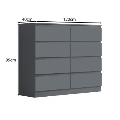 Stora 8 drawer chest matt dark grey dimensions