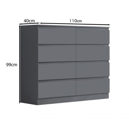 Stora 8 drawer chest dark grey new dimensions