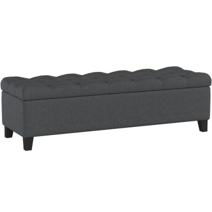 Dark Grey Buttoned Ottoman co ang